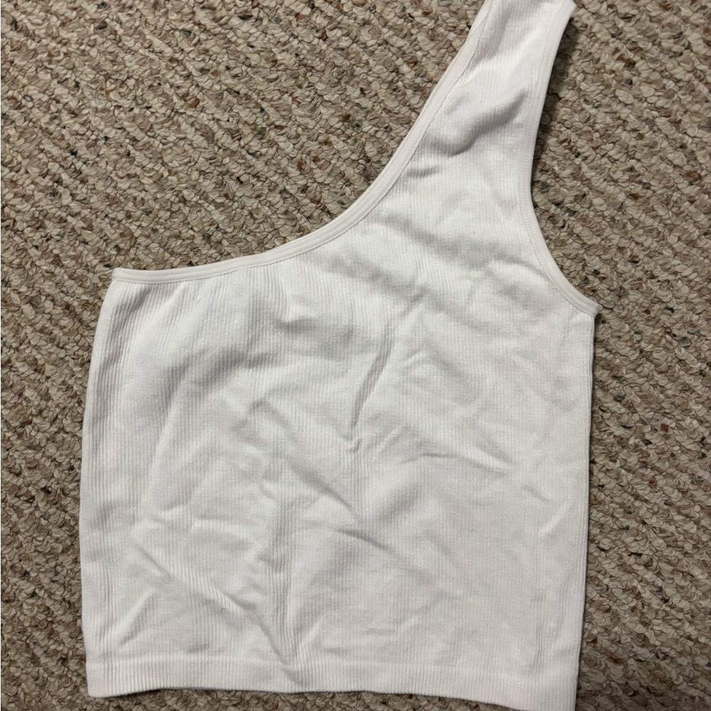 Streetwear Society White Ribbed One Shoulder Top